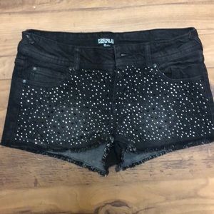Black denim shorts